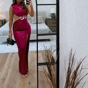 One shoulder Fuchsia dress